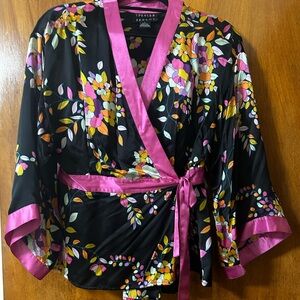 Vibrant Floral Satin Kimono blouse